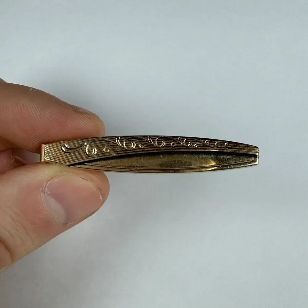 Vintage Anson Gold Tone Tie Clip Engraved Floral Design 2 Inches